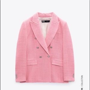 Pink Double breasted double wheave jacket.